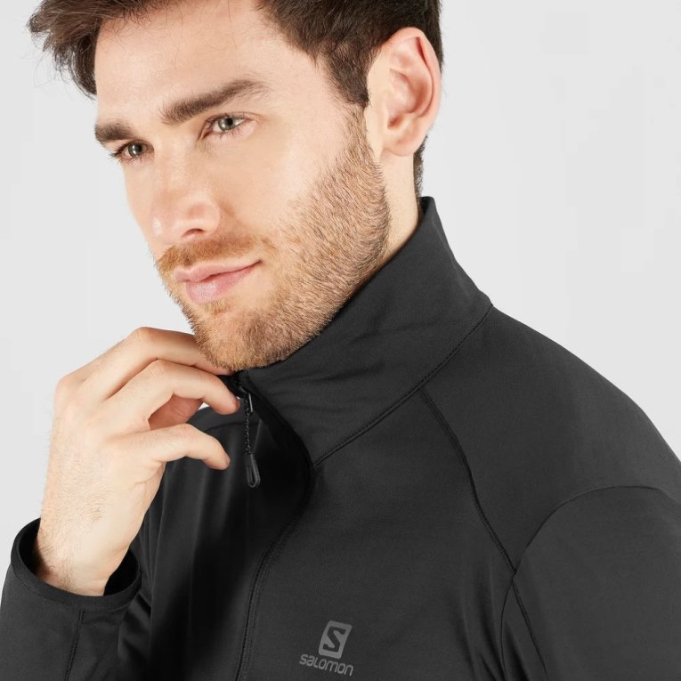 Black Salomon Essential Lightwarm Half Zip Men's Sweatshirt | IE AN0752